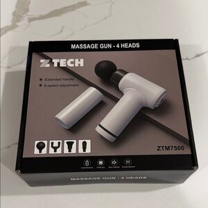 NWT Z Tech Black Massage Gun with 4 Heads